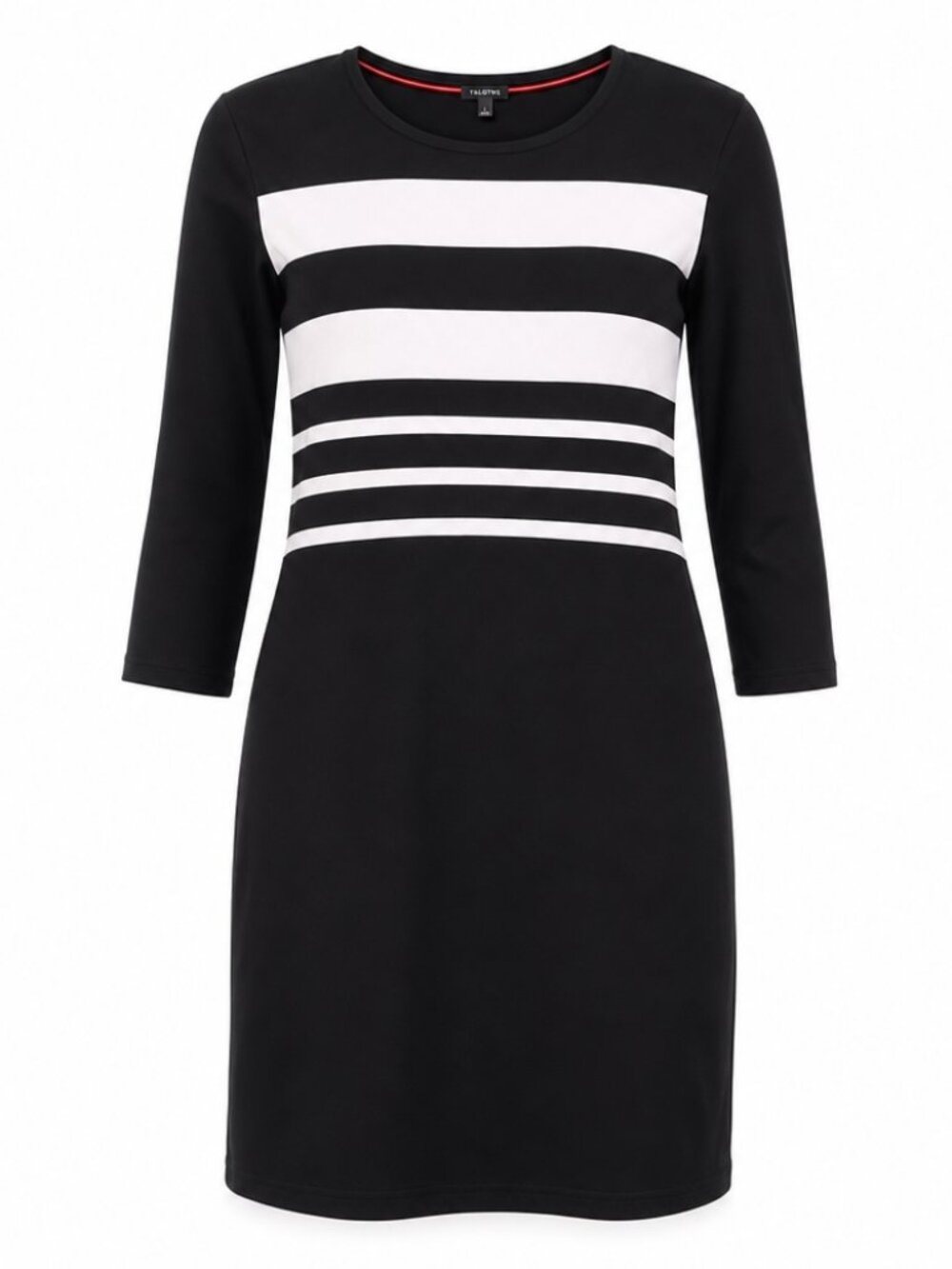 Talbots Office Classy Cotton Striped Black White Knit Dress Large